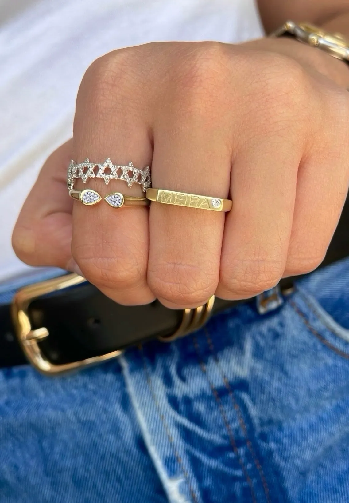White Gold Diamond Star of David Ring sold by Meira T product image thumbnail 3
