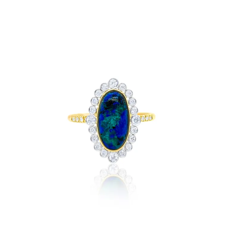 Yellow Gold Diamond Turquoise Flower Ring sold by Meira T