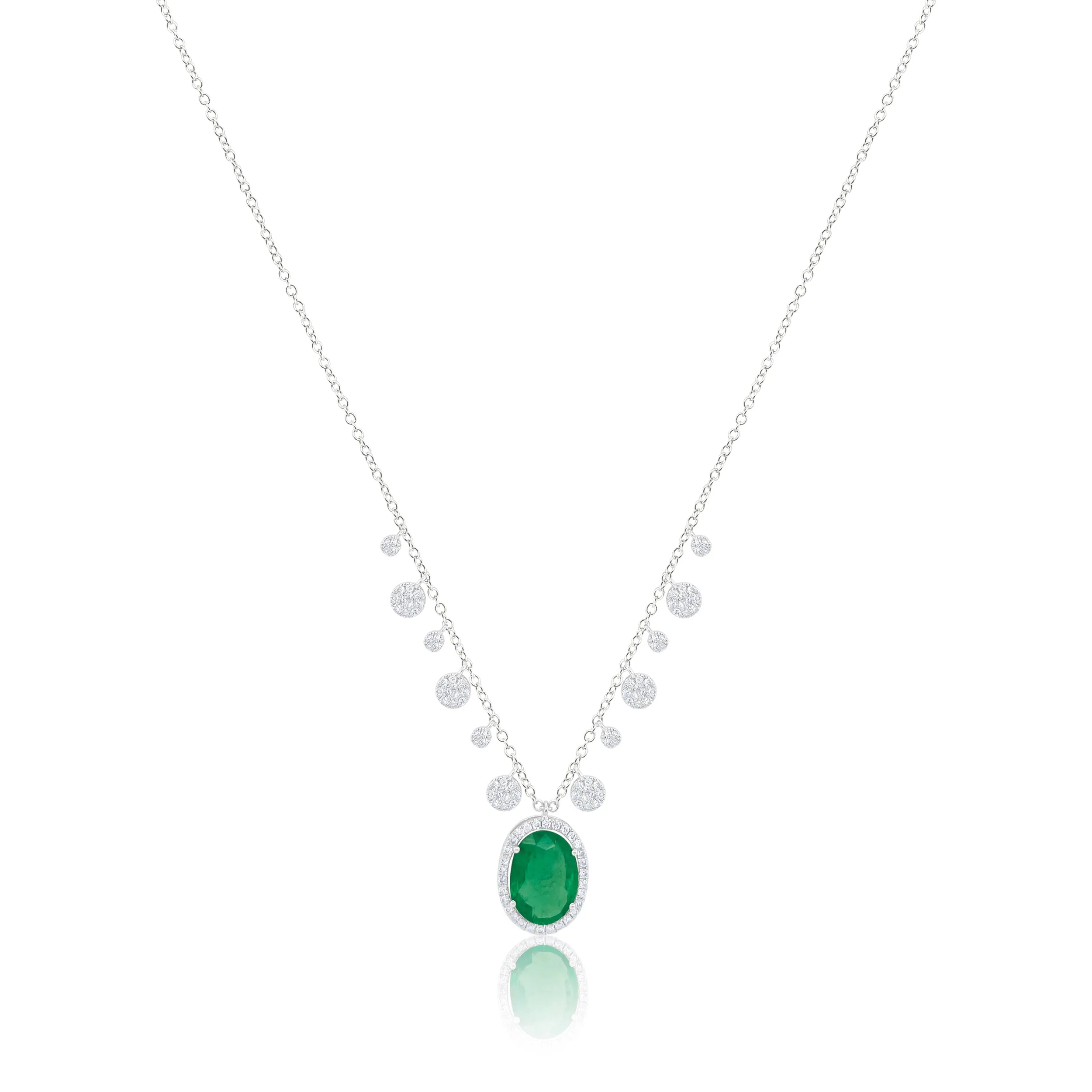 White Gold Diamond and Emerald Necklace sold by Meira T