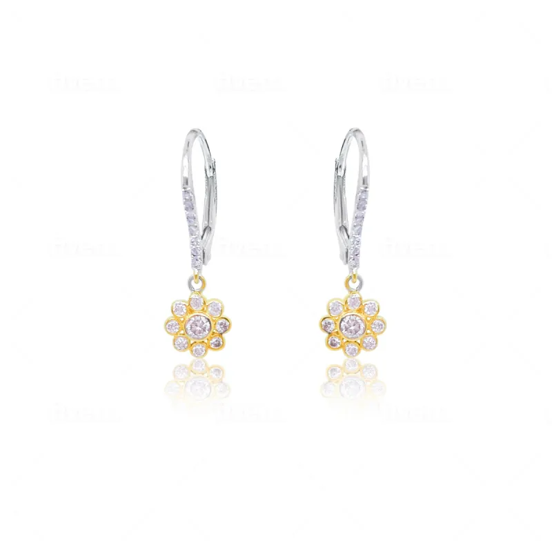 Two Tone Diamond Flower Earrings sold by Meira T