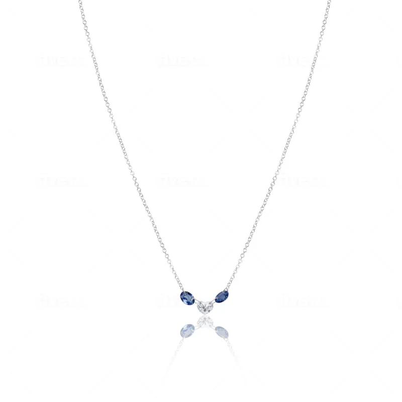 Drilled Diamond Heart and Sapphire Necklace sold by Meira T