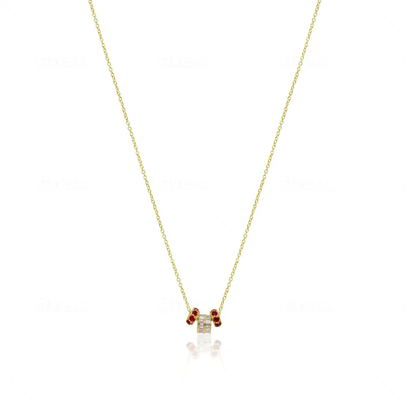 Diamond and Ruby Wheel Necklace sold by Meira T