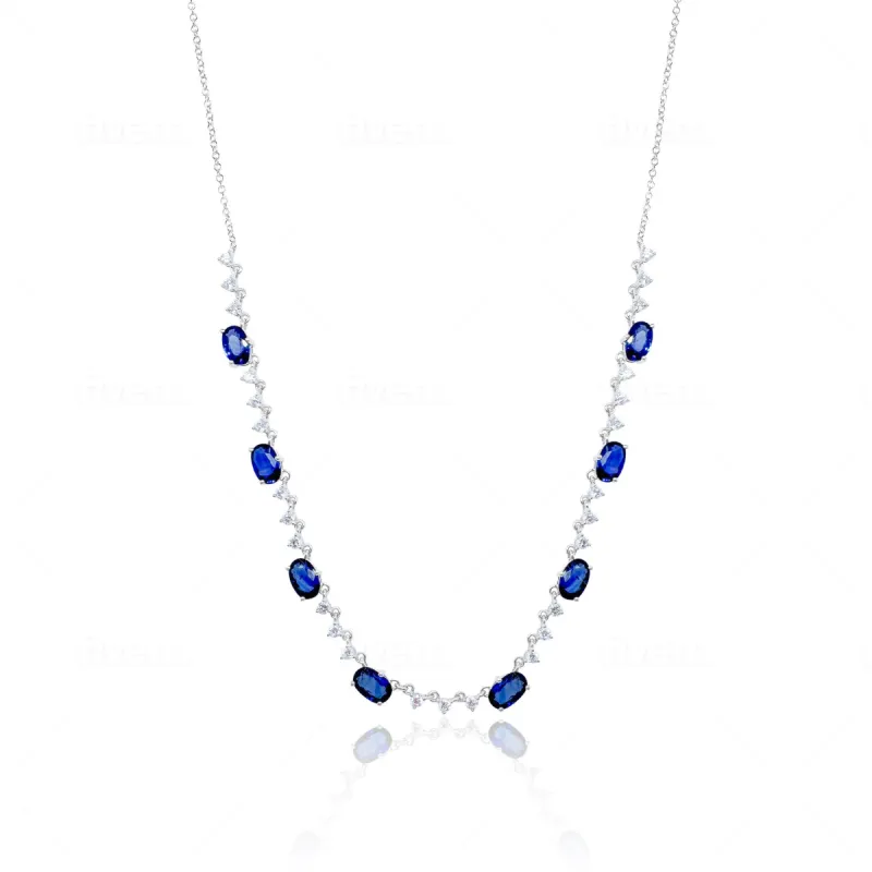 Alternating Diamond and Blue Sapphire Necklace sold by Meira T