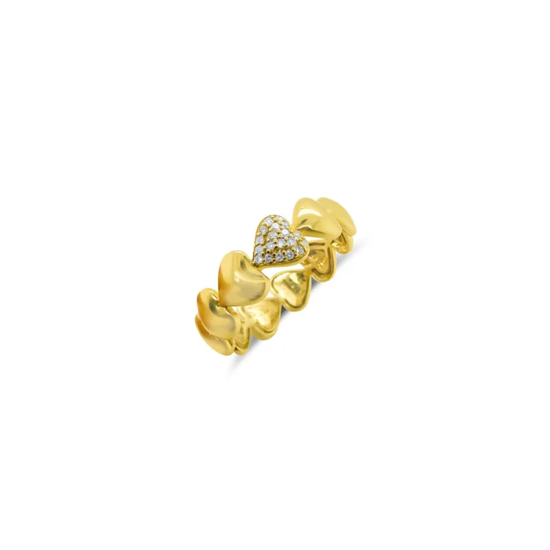 Yellow Gold Heart Band and Diamond Ring sold by Meira T