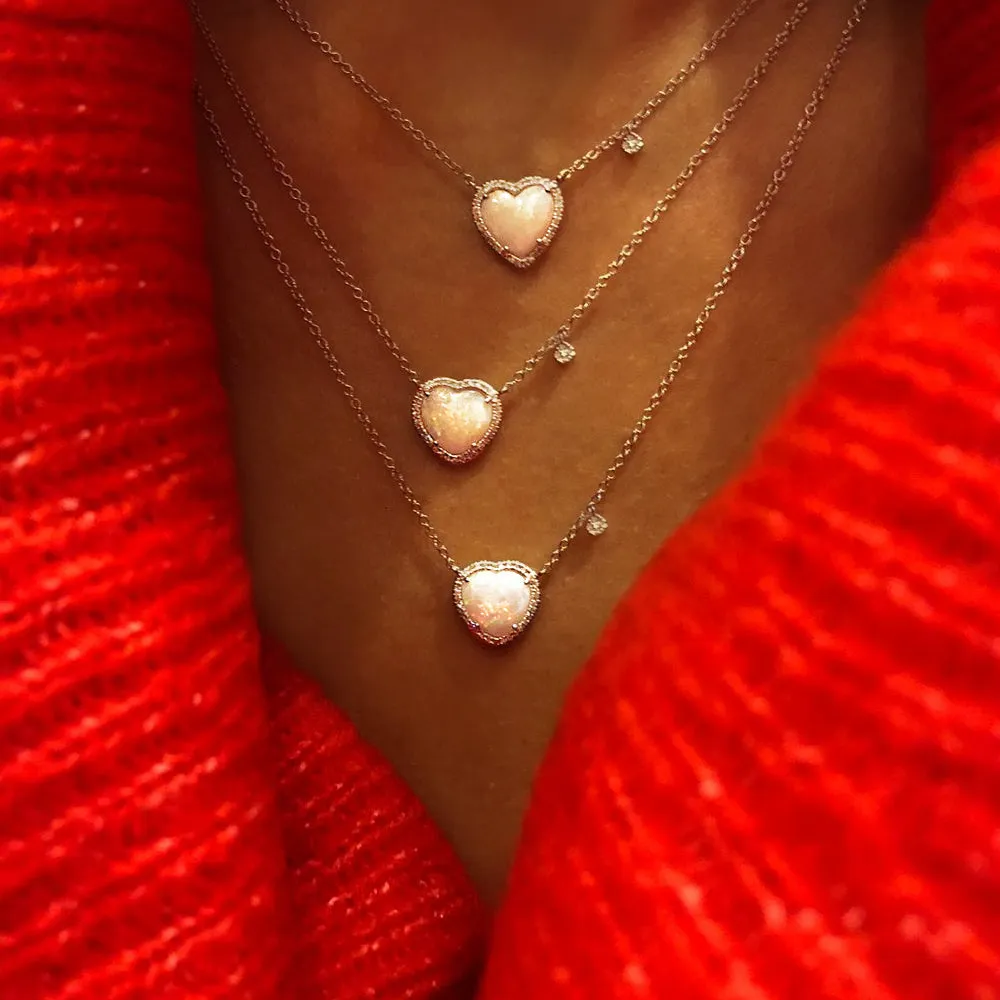 White Opal Heart Necklace sold by Meira T product image thumbnail 3