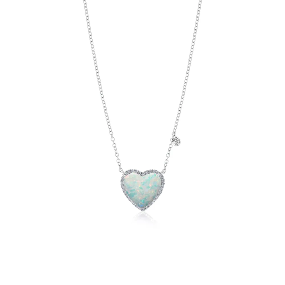 White Opal Heart Necklace sold by Meira T