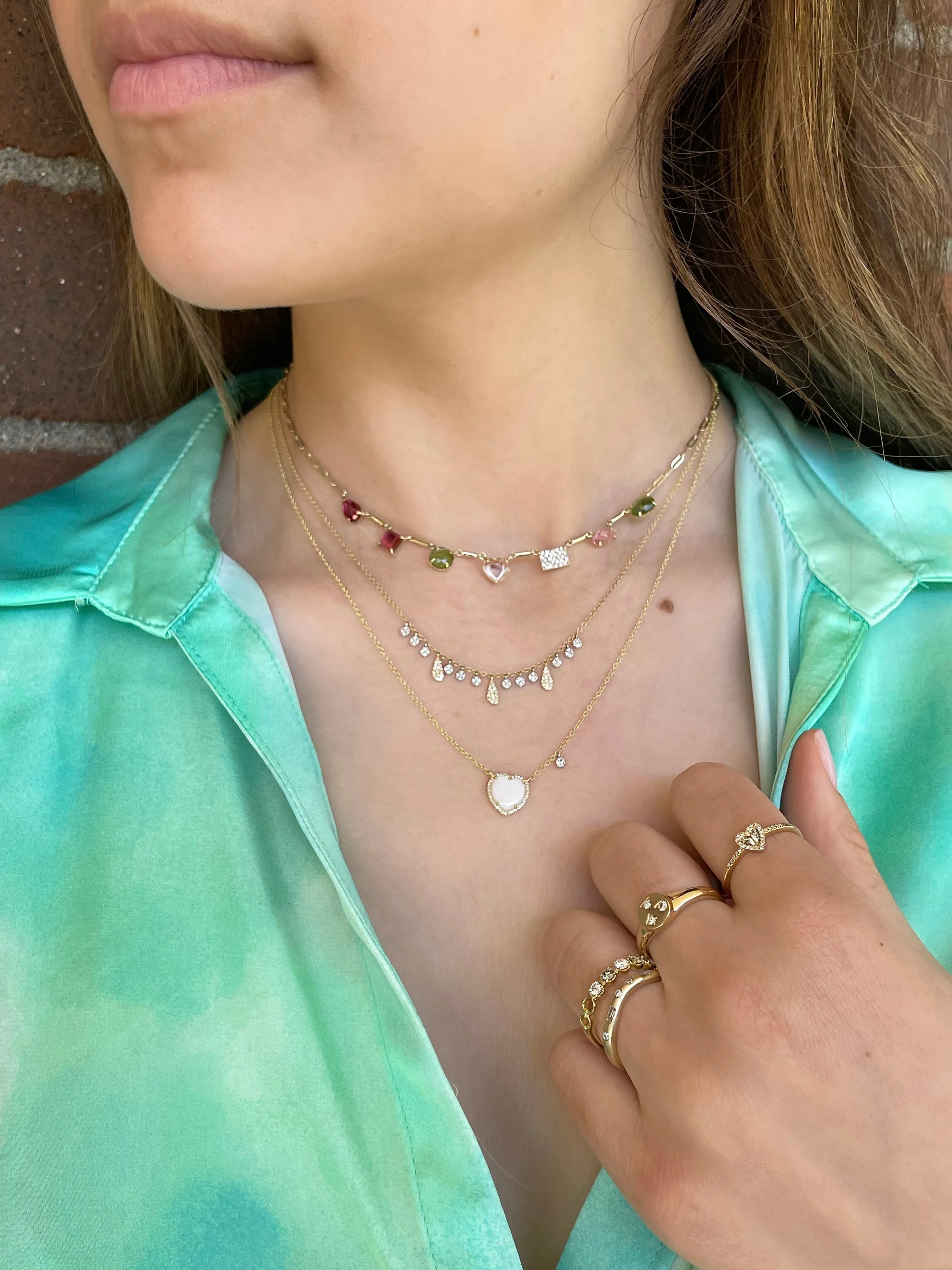 White Opal Heart Necklace sold by Meira T product image thumbnail 2