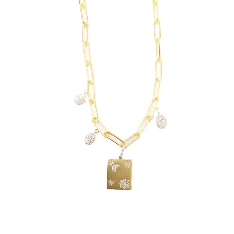 14k Yellow Gold Plate Chain and Diamond Necklace sold by Meira T