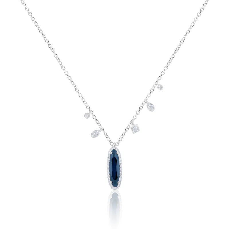 White Gold Blue Sapphire Necklace sold by Meira T