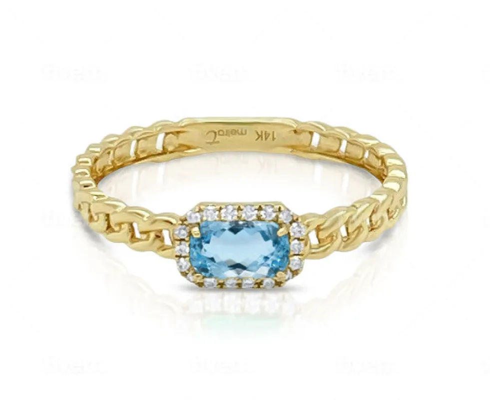 March Yellow Gold Aquamarine Birthstone Ring sold by Meira T