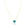 Turquoise Heart and Diamond Bezel Necklace sold by Meira T