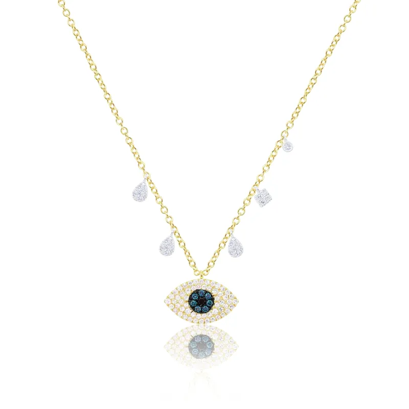 Yellow Gold Diamond Evil Eye Necklace sold by Meira T