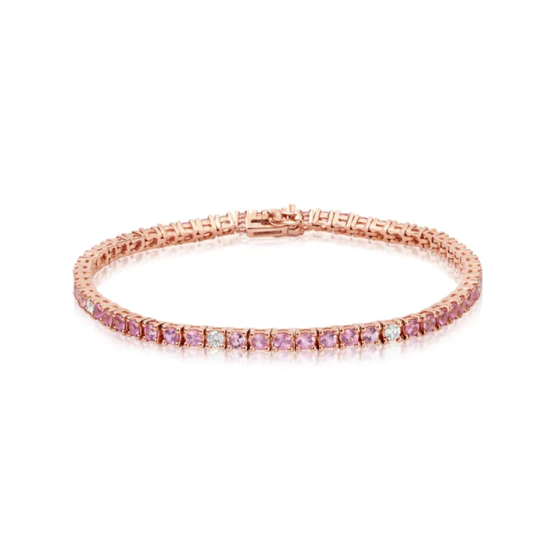 Rose Gold Pink Sapphire and Diamond Tennis Bracelet ONLINE EXCLUSIVE sold by Meira T