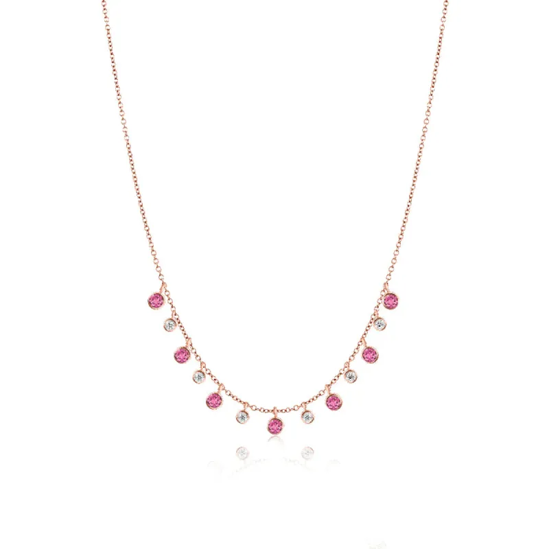 Rose Gold Diamond and Pink Sapphire Layering Necklace sold by Meira T