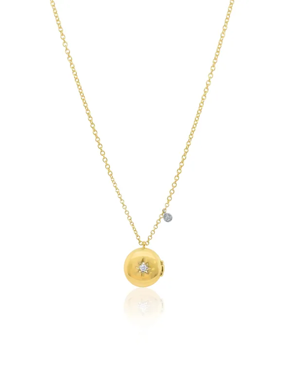 Yellow Gold and Diamond Starburst Necklace Locket sold by Meira T
