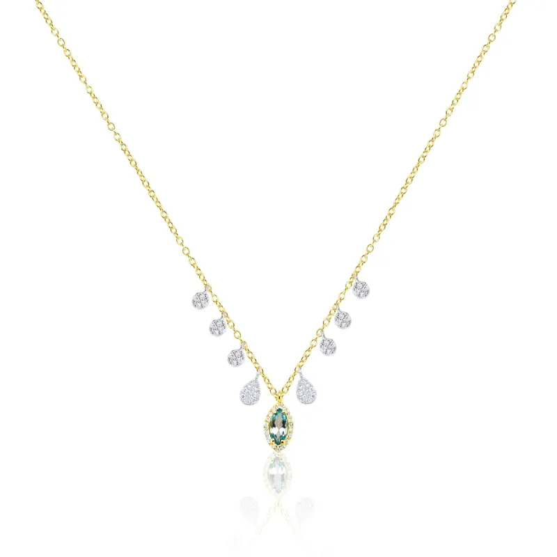 Dainty Blue Topaz and Diamond Charm Necklace sold by Meira T