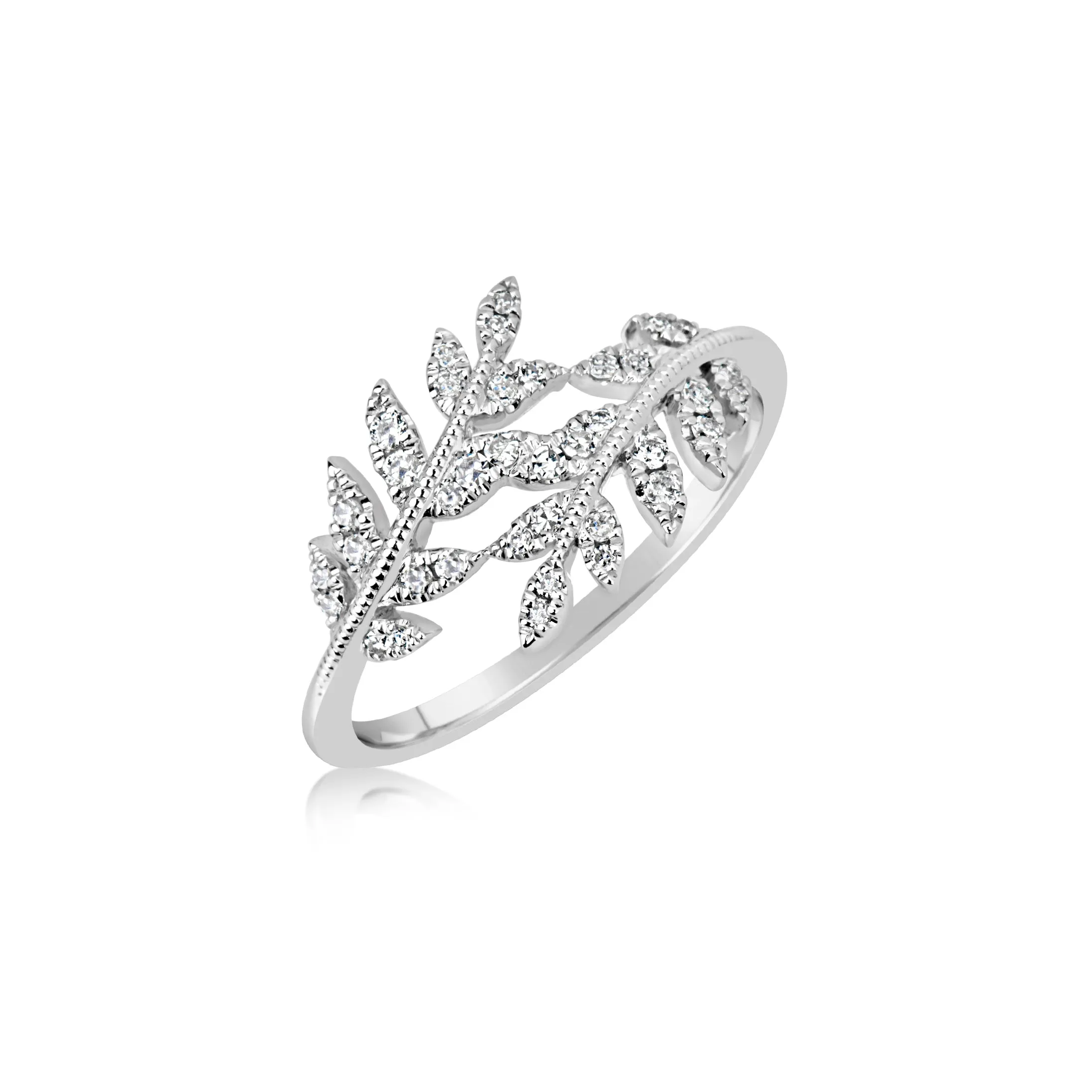 White Gold Leaf and Diamonds Ring sold by Meira T