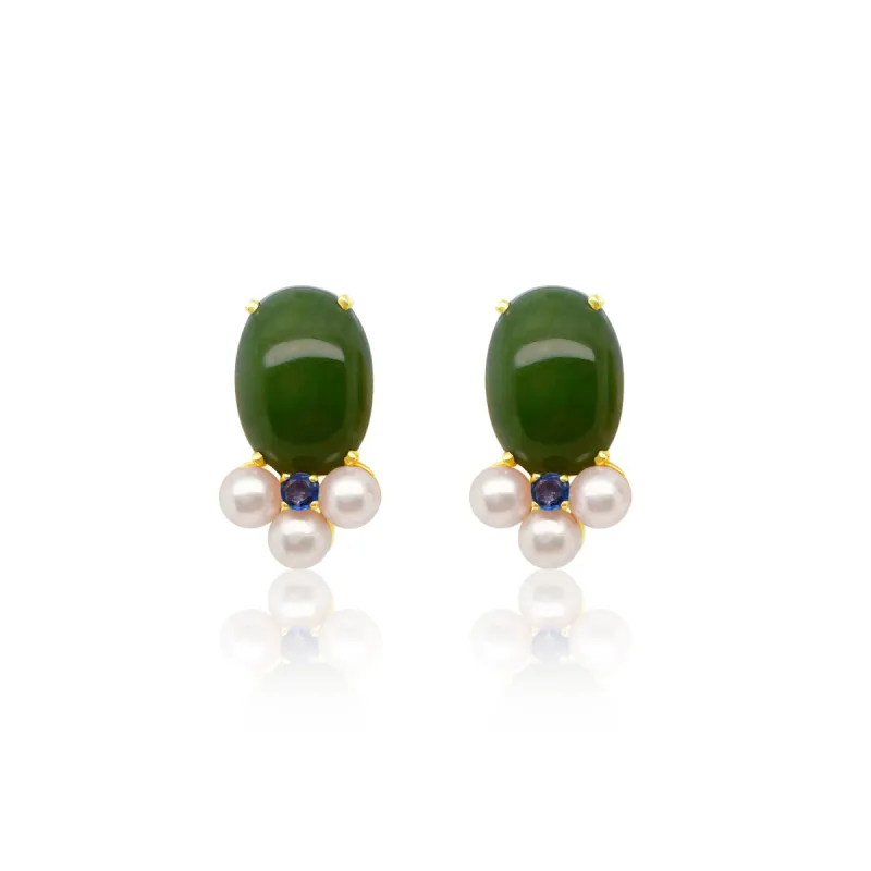 Pearl and Jade Vintage Earrings sold by Meira T