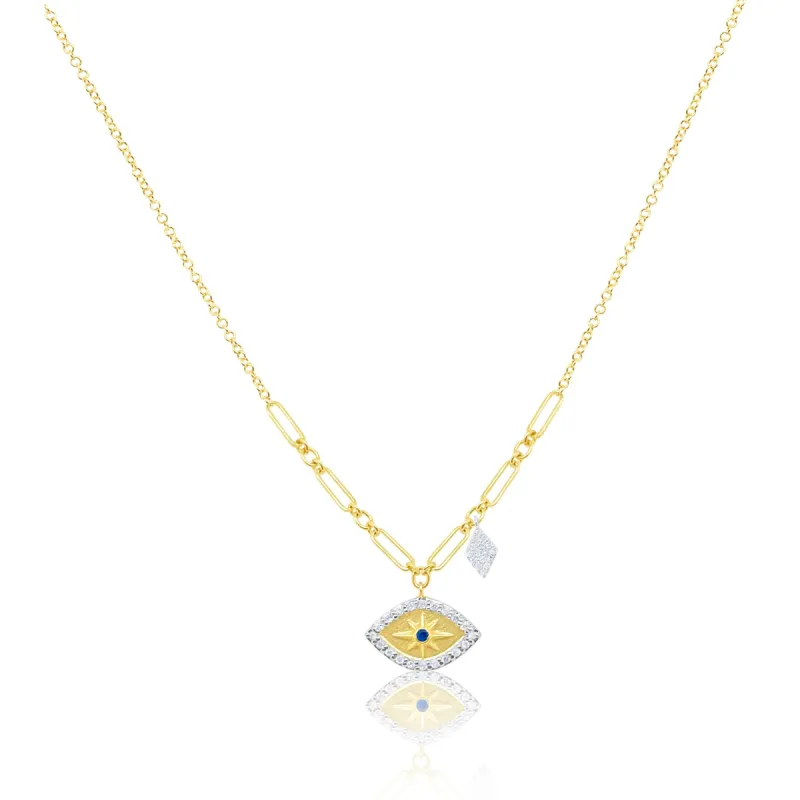 Yellow Gold Evil Eye Diamond Necklace sold by Meira T