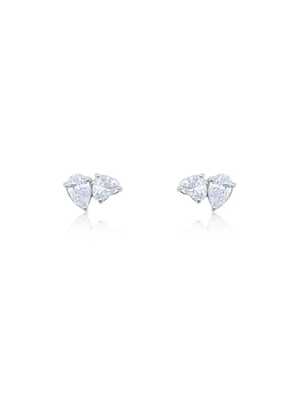 White Gold Double Stone Studs sold by Meira T