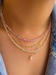 Gold Plated Chain with Pastel Enamel Beads sold by Meira T