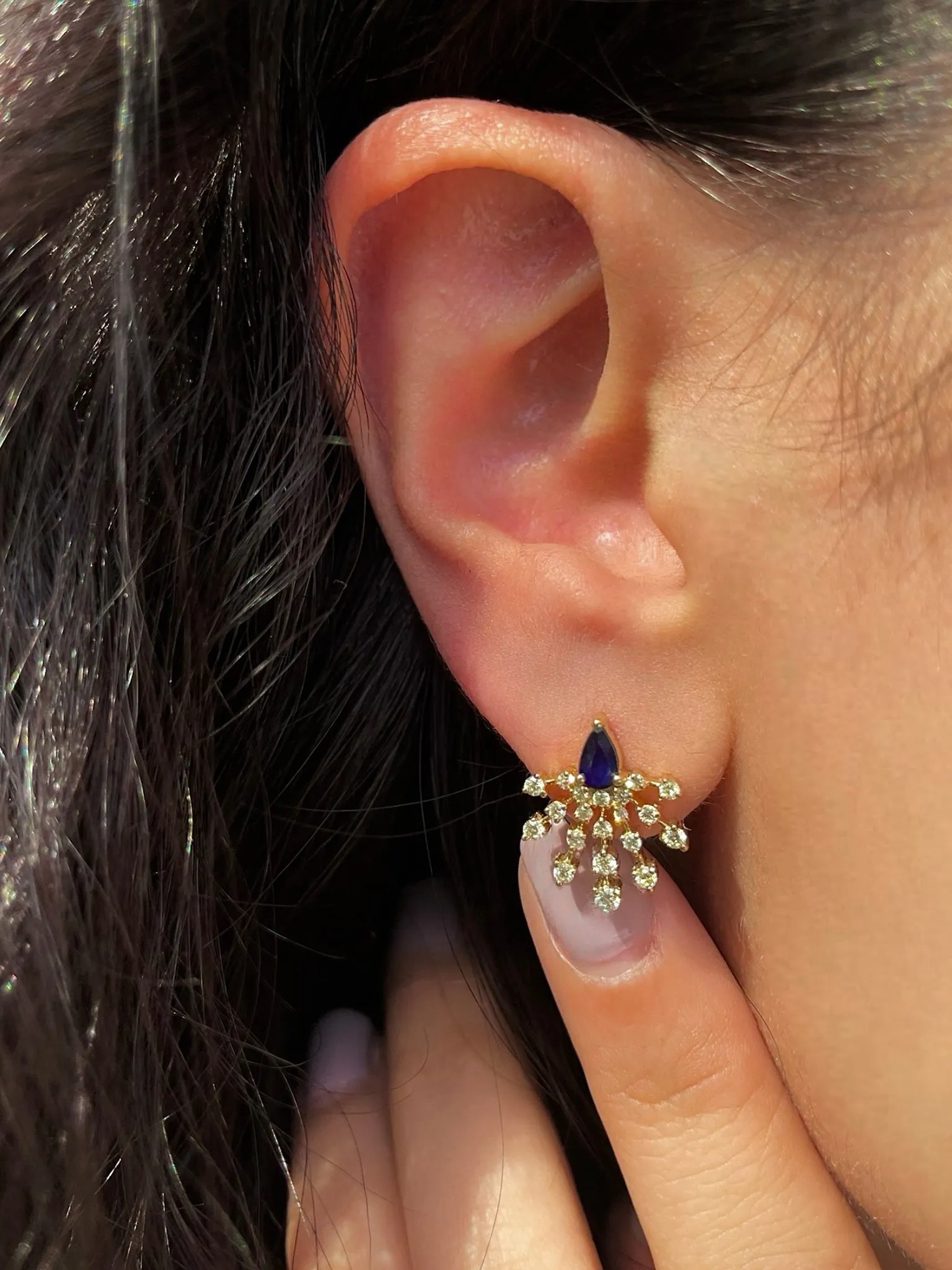 Sapphire and Diamond Burst Earrings ONLINE EXCLUSIVE sold by Meira T product image thumbnail 2