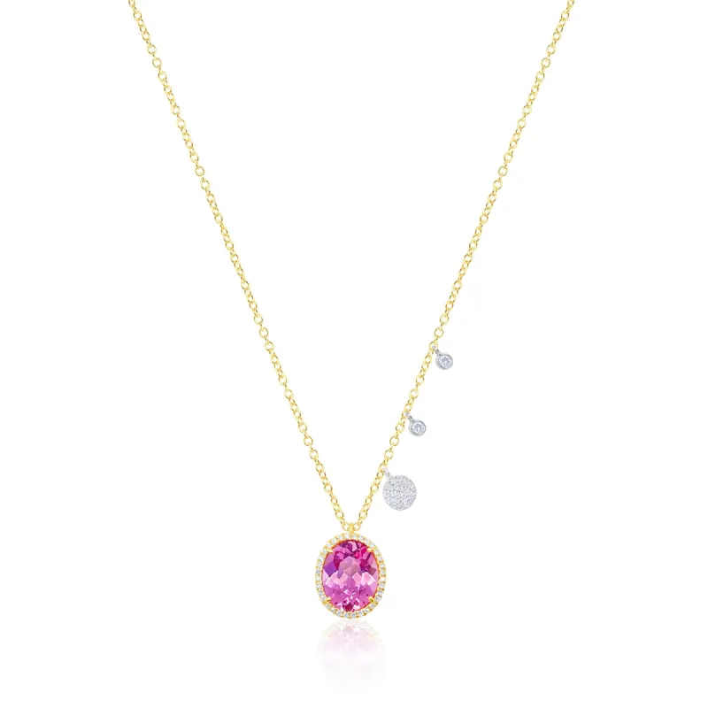14kt Yellow Gold Morganite Necklace with Diamonds sold by Meira T