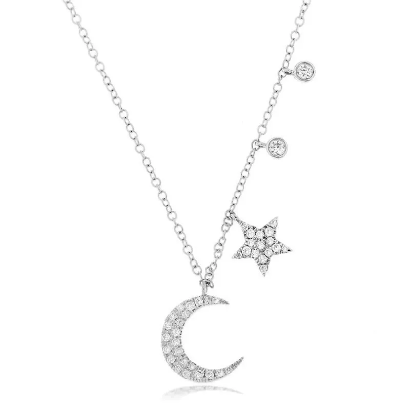Moon and Star Diamond Necklace sold by Meira T