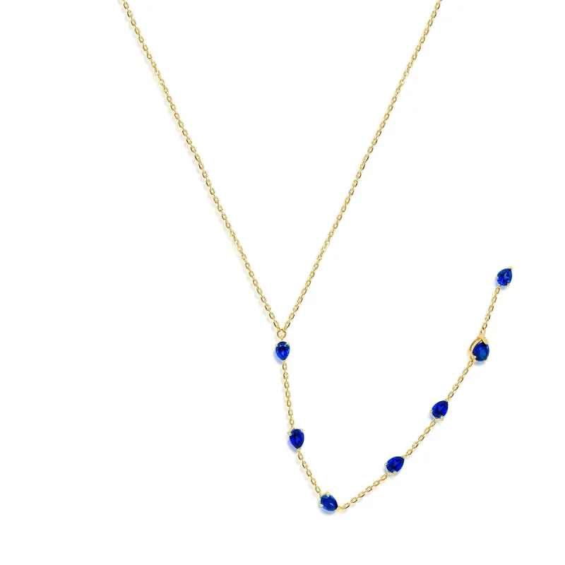 Yellow Gold Blue Sapphire Lariat Necklace ONLINE EXCLUSIVE sold by Meira T