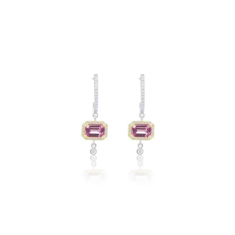 Two Tone Pink Sapphire and Diamond Earrings sold by Meira T