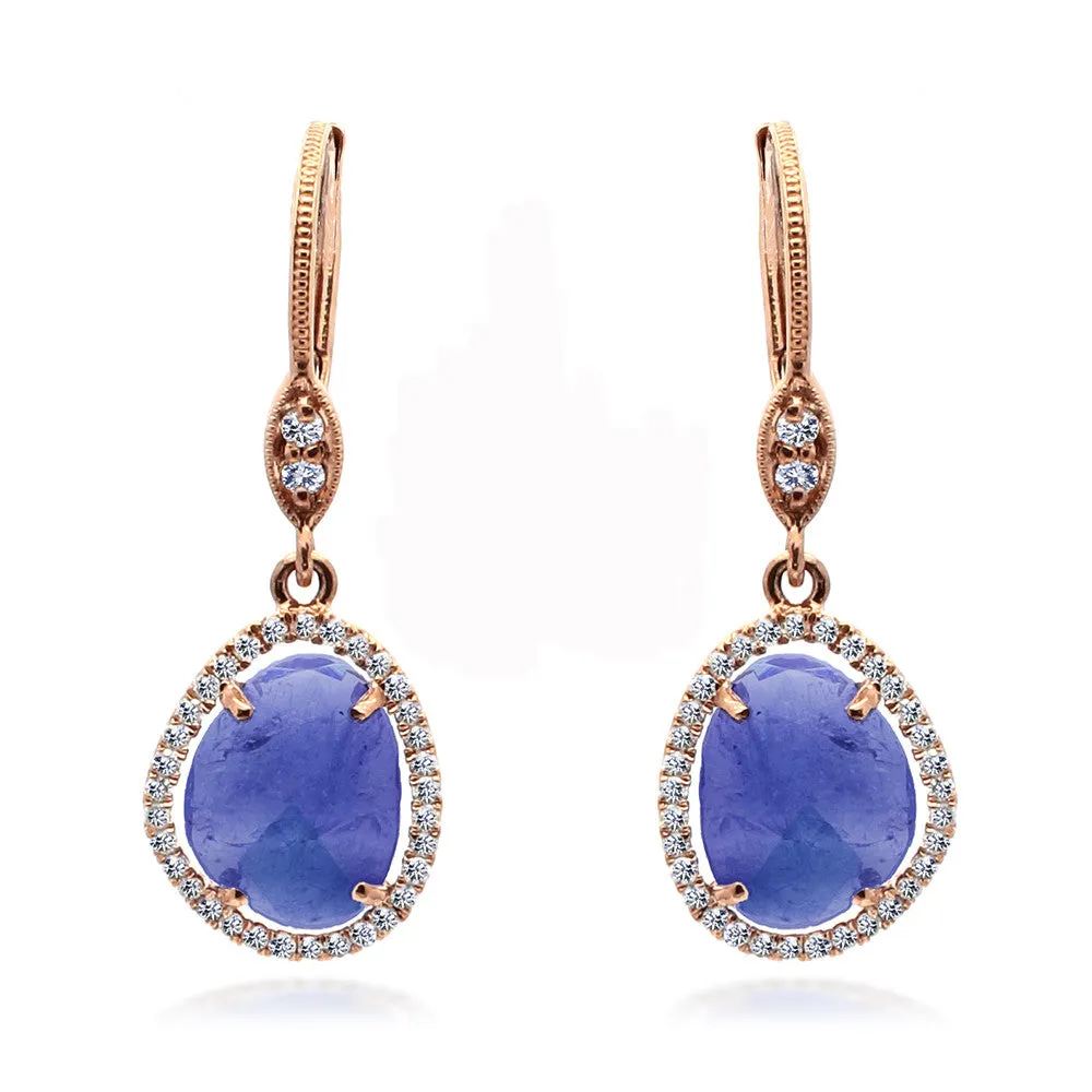 Rose Gold and Tanzanite Drop Earrings sold by Meira T