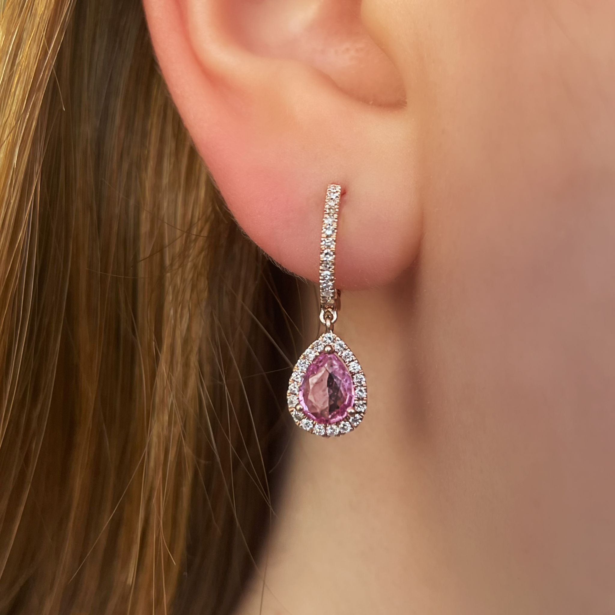 Yellow Gold Yellow Sapphire Pear Drop Huggies sold by Meira T product image thumbnail 2