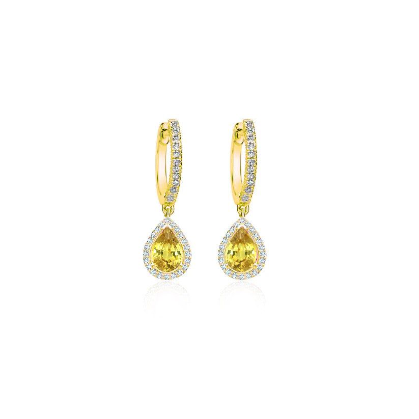 Yellow Gold Yellow Sapphire Pear Drop Huggies sold by Meira T