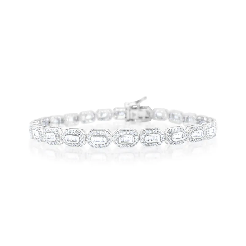 White Gold Diamond Baguette Link Bracelet ONLINE EXCLUSIVE sold by Meira T