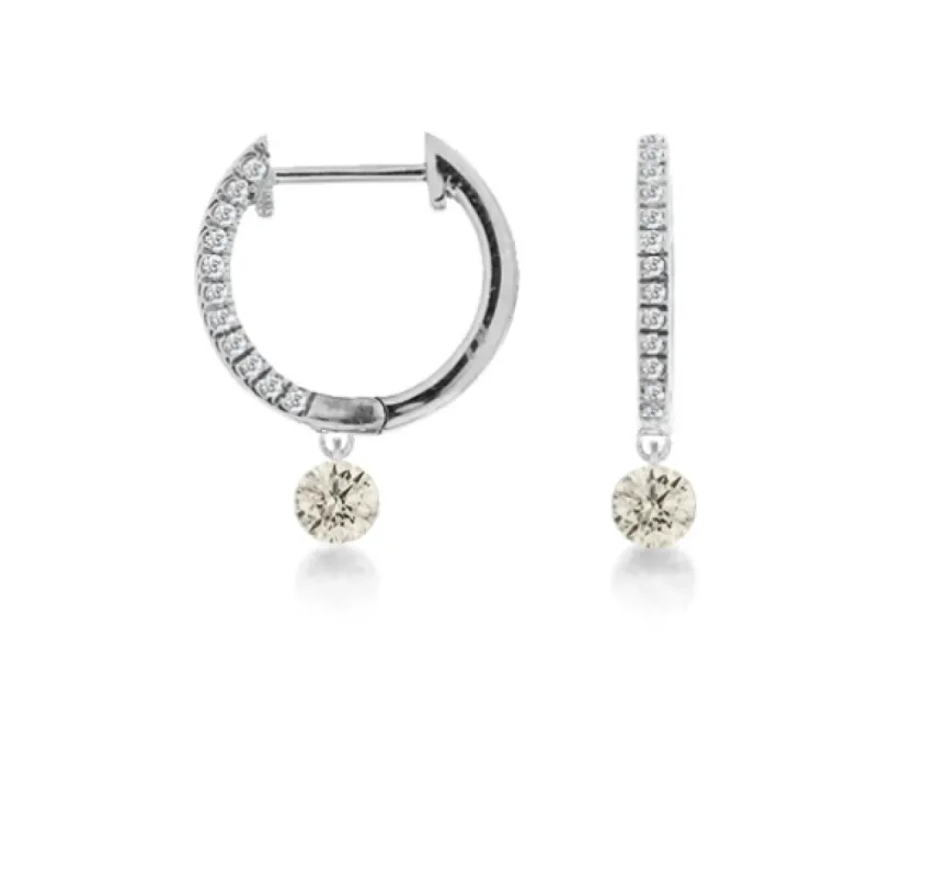White Gold Diamond and Drilled Diamond Huggies sold by Meira T