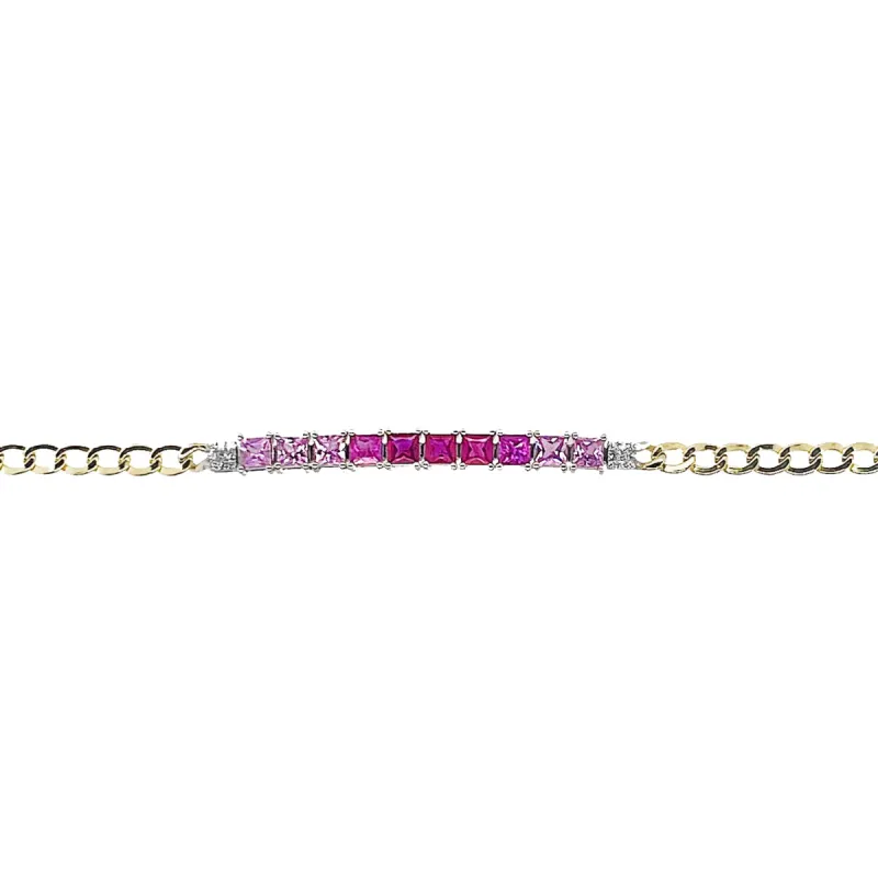 Ombre Pink Sapphire Cuban Bracelet - ONLINE EXCLUSIVE sold by Meira T