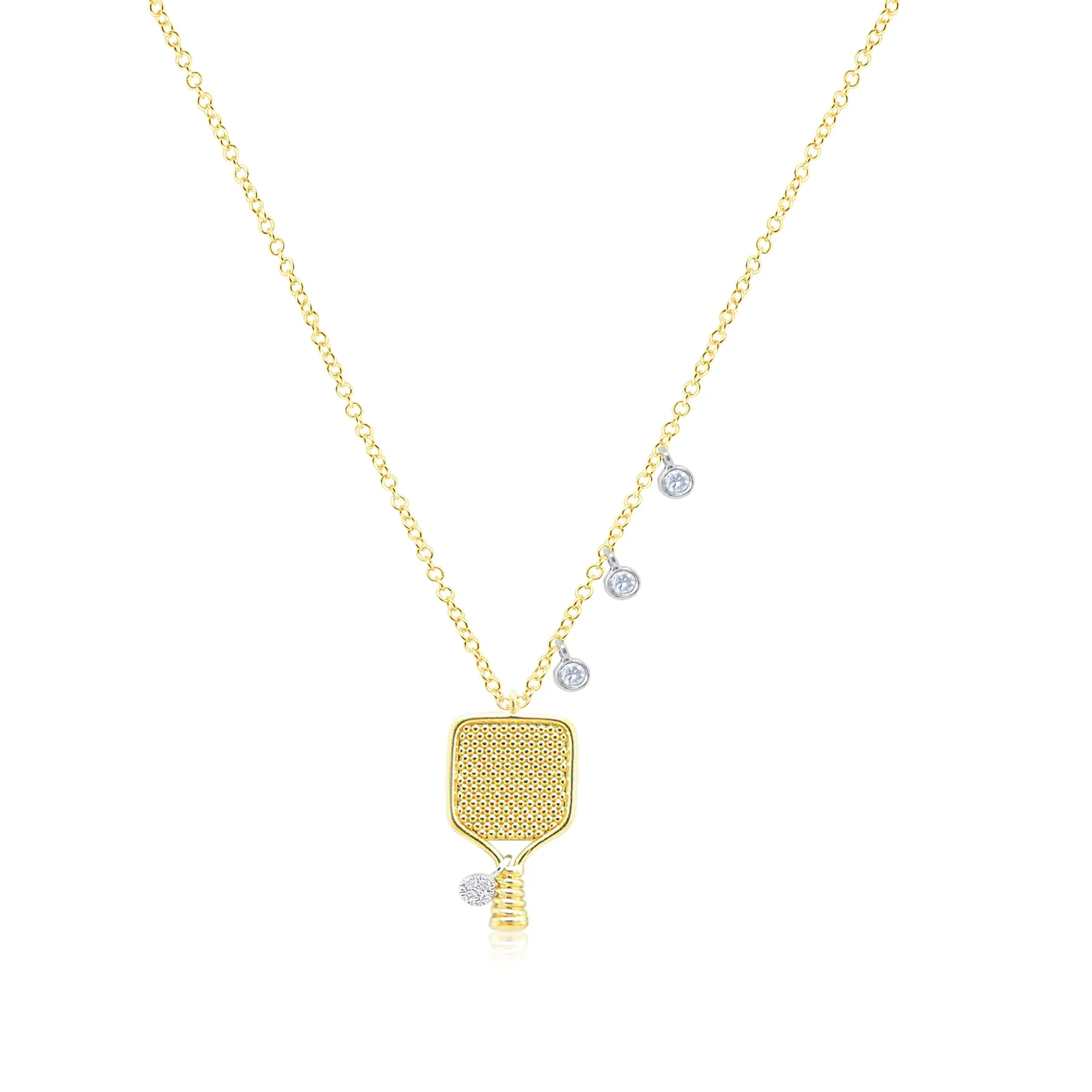 Yellow Gold and Diamond Pickleball Necklace sold by Meira T