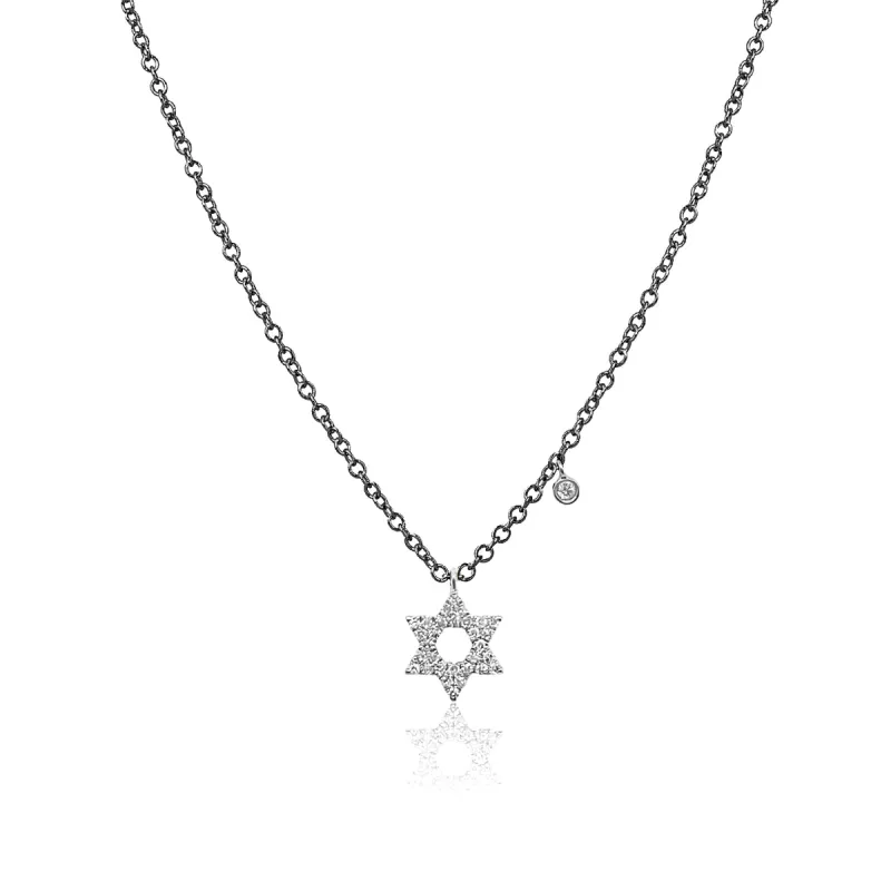 Space Black Jewish Star Diamond Charm Necklace sold by Meira T