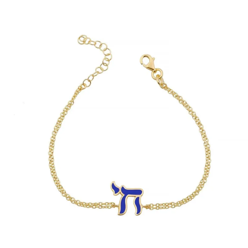 Blue Enamel Chai Bracelet sold by Meira T