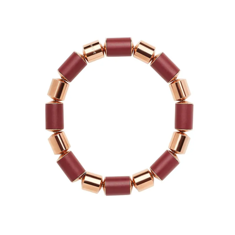 Burgundy Bead and Gold Plated Bead Stretchy Bracelet sold by Meira T