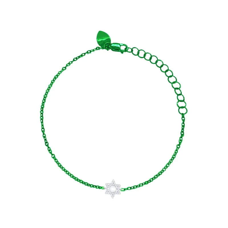 Electric Green Star of David Diamond Bracelet sold by Meira T