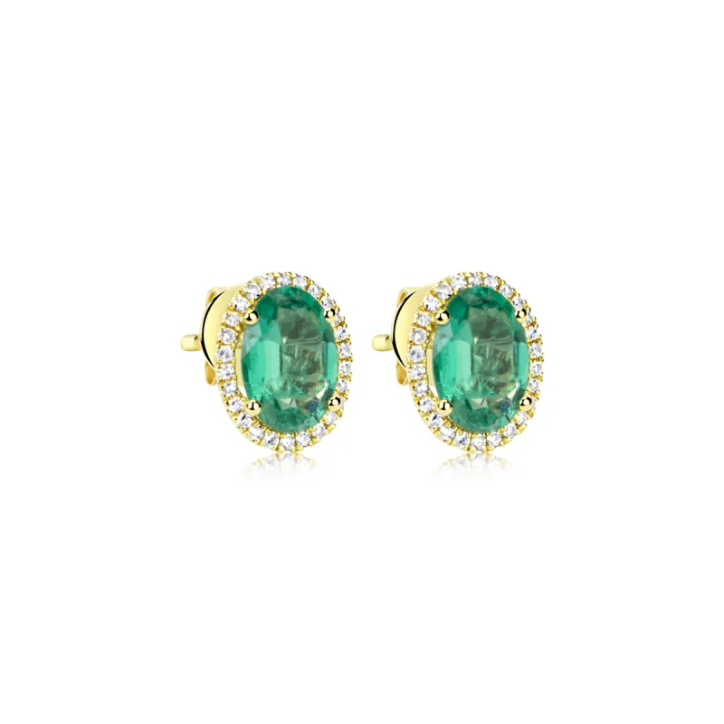 Yellow Gold Emerald and Diamond Studs sold by Meira T