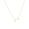 Yellow Gold Diamond Moon and Star Necklace sold by Meira T
