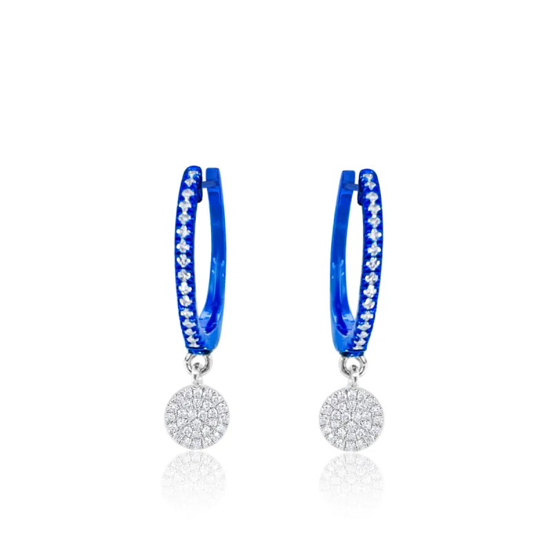 Galactic Blue Diamond Disc Charm Huggies sold by Meira T