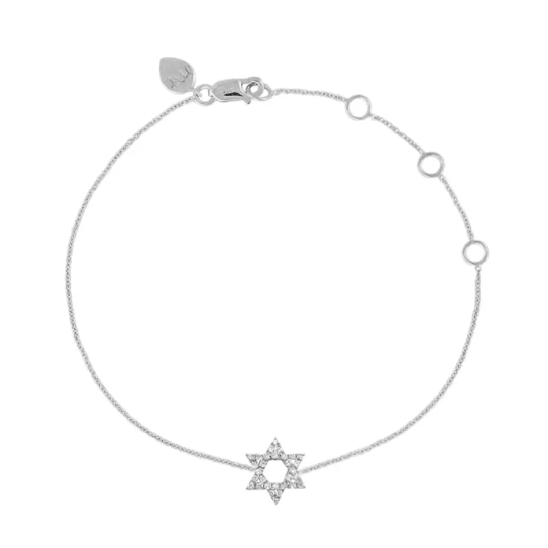 White Gold Star of David Diamond Bracelet sold by Meira T