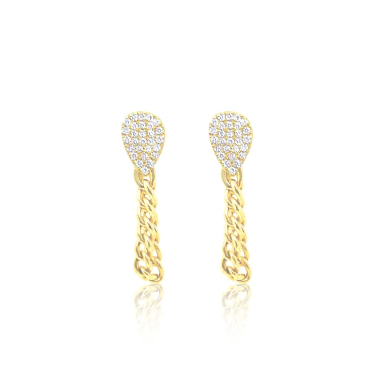 Yellow Gold Diamond Teardrop and Chain Fringe Necklace sold by Meira T