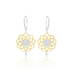 Two Tone Diamond Flower Earrings sold by Meira T