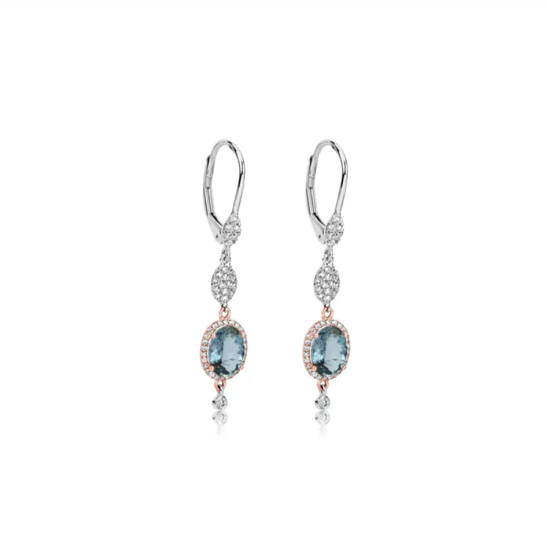 Drop Aqua and Diamond Earrings sold by Meira T