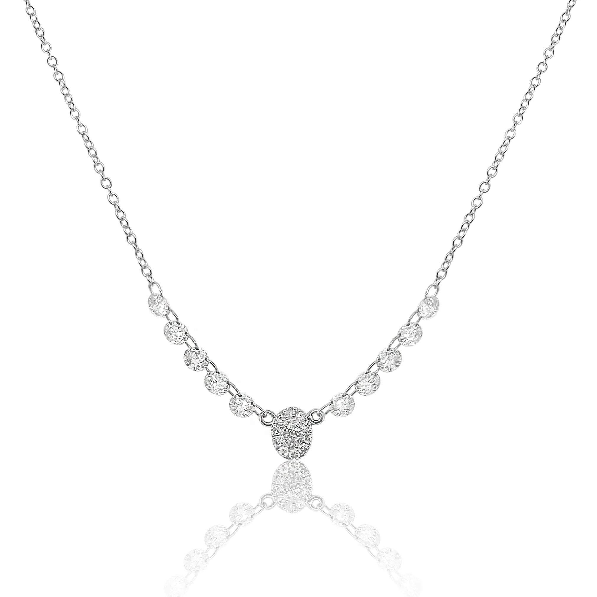 White Gold Drilled Diamond Necklace sold by Meira T