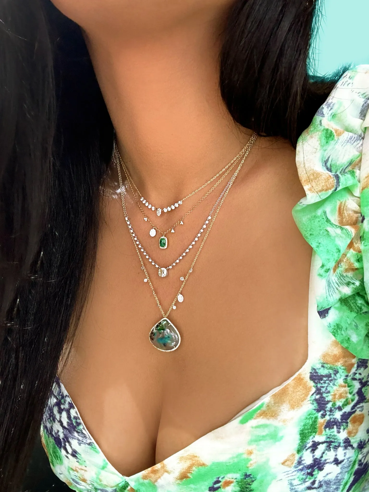 White Gold Drilled Diamond Necklace sold by Meira T product image thumbnail 2